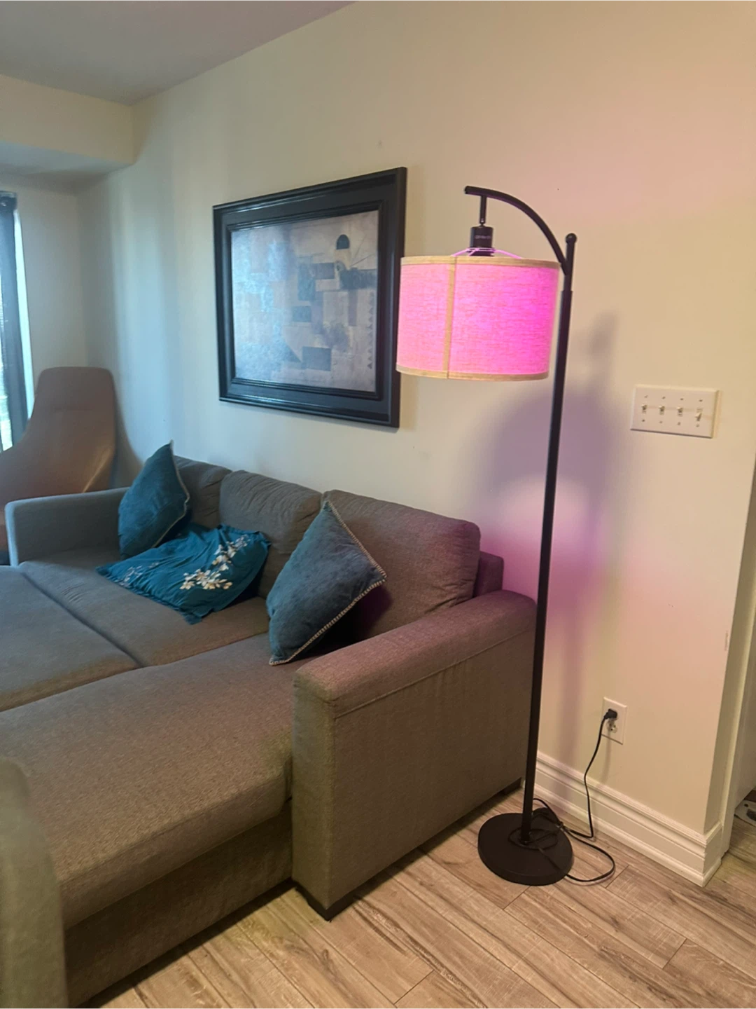 Black Floor Lamp with Fabric Shade - photo 4
