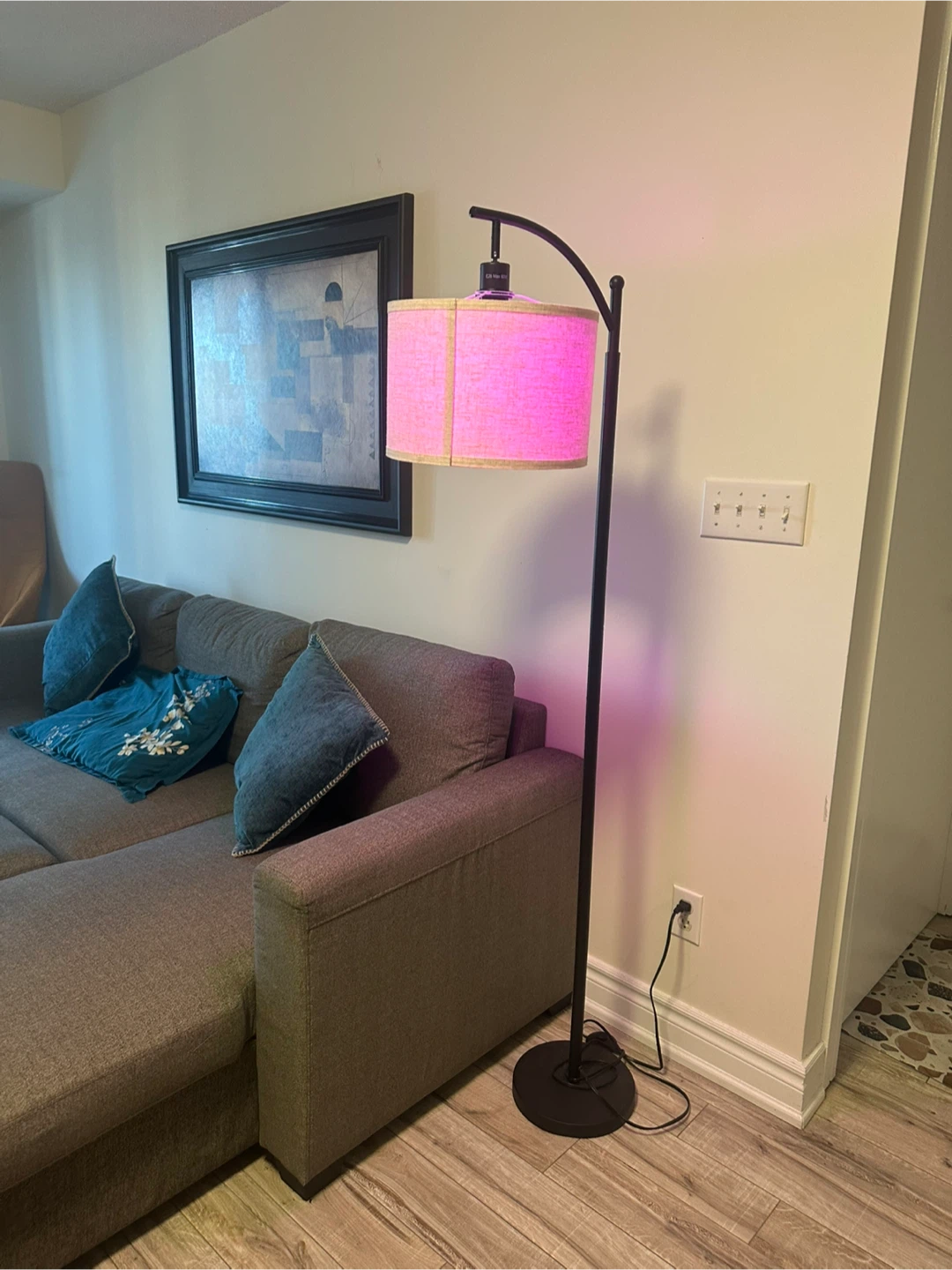 Black Floor Lamp with Fabric Shade - photo 3