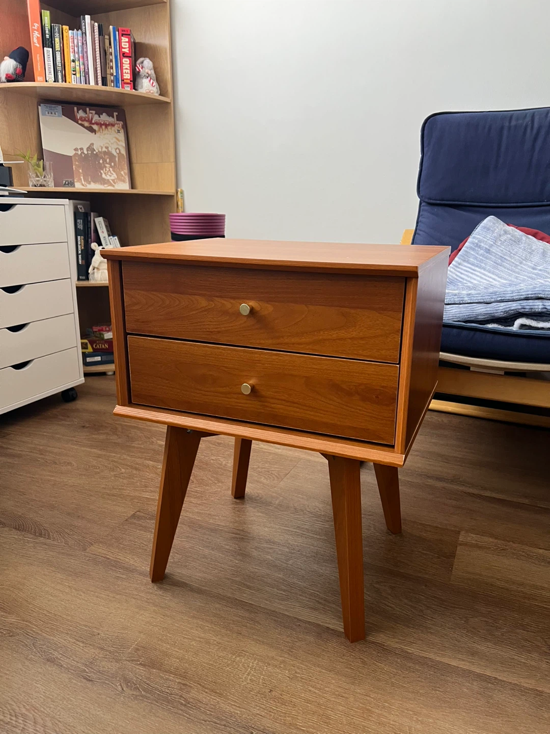 Mid-Century Modern Nightstand with Two Drawers