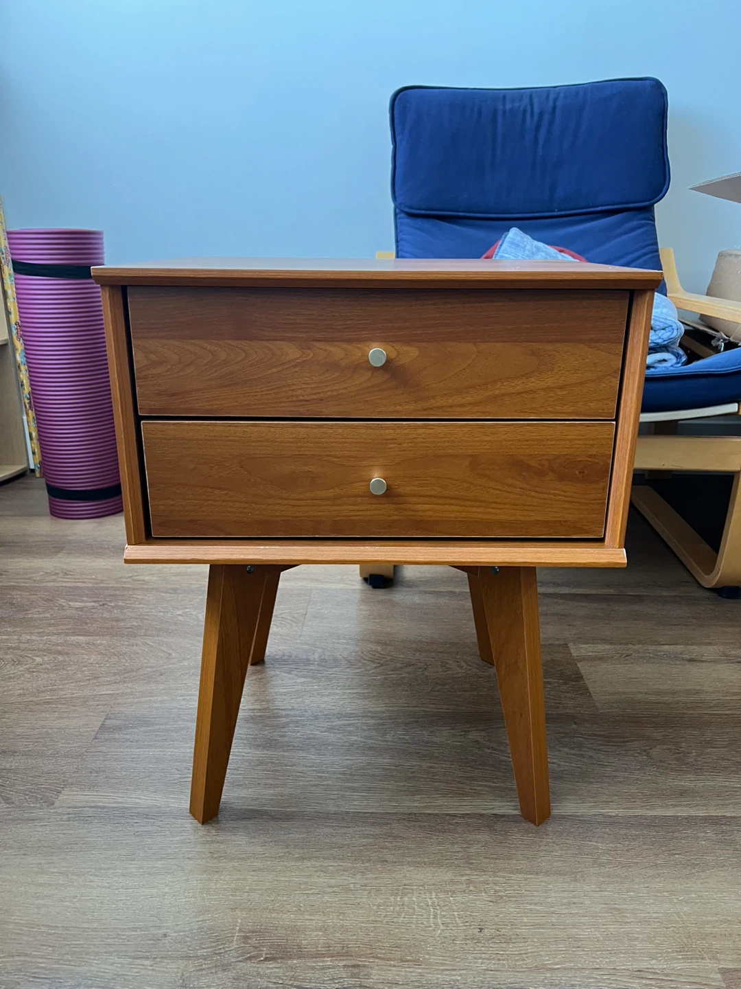 Mid-Century Modern Nightstand with Two Drawers - photo 2