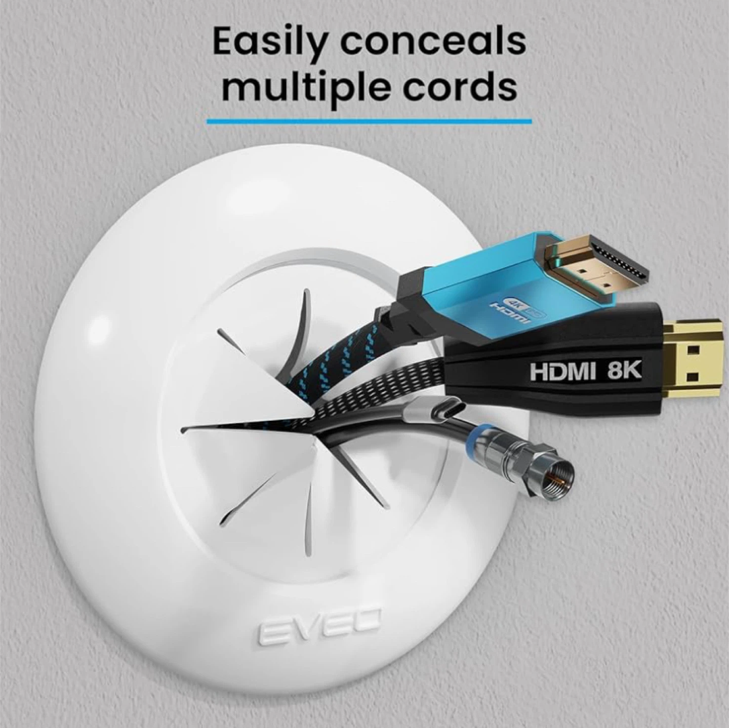EVEO In Wall Cord Concealer Management Kit - White