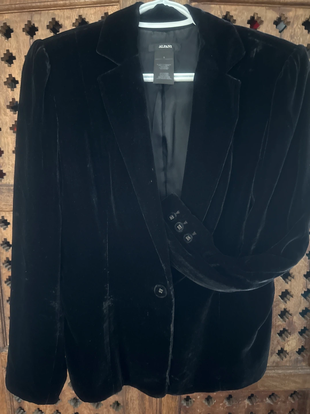 Alfani Black Velvet Blazer Jacket Size 6 - photo 4