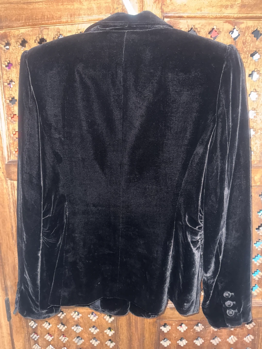 Alfani Black Velvet Blazer Jacket Size 6 - photo 3
