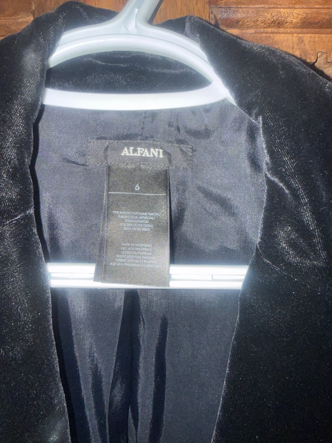 Alfani Black Velvet Blazer Jacket Size 6 - photo 2