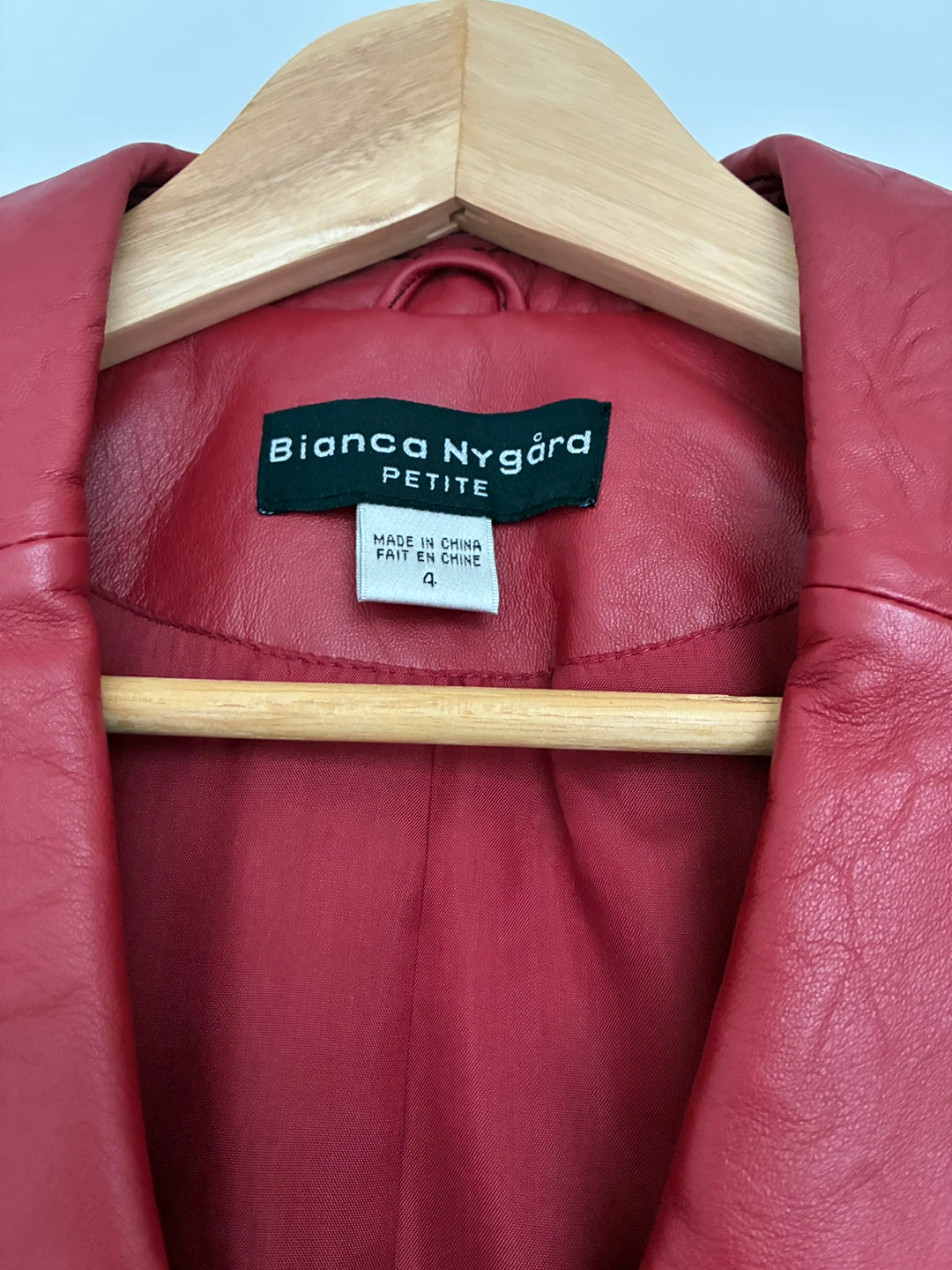 Bianca Nygård Petite Red Leather Blazer - Size 4 - photo 2