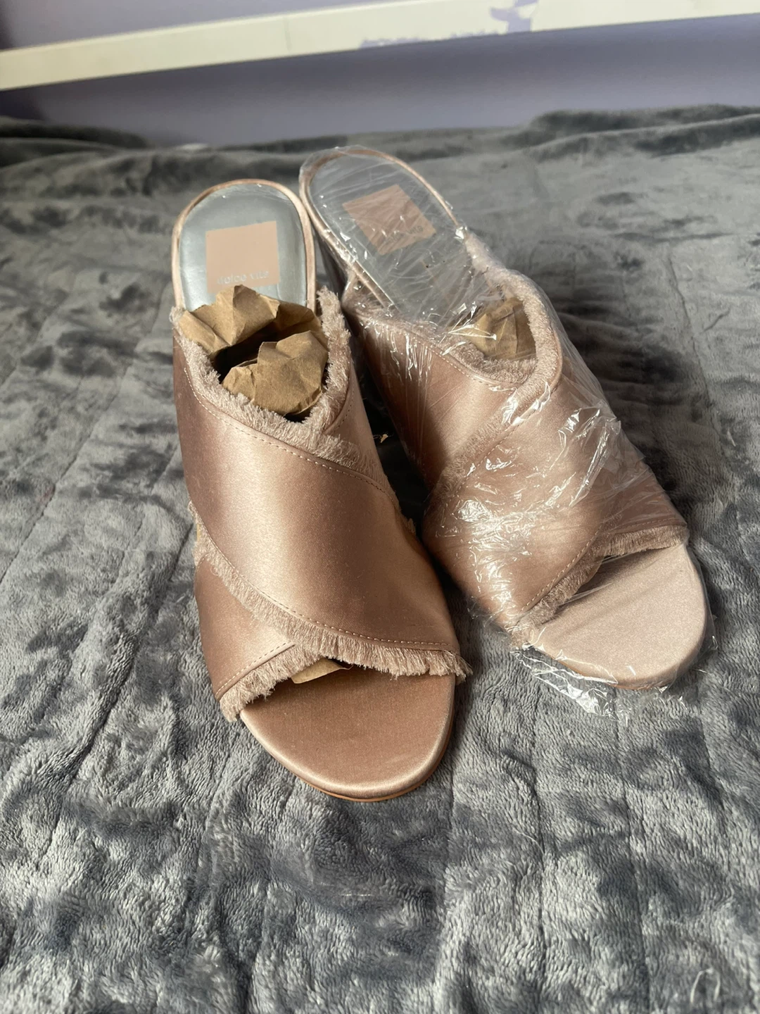 Dolce Vita Satin Heeled Mules - Rose Gold - photo 2