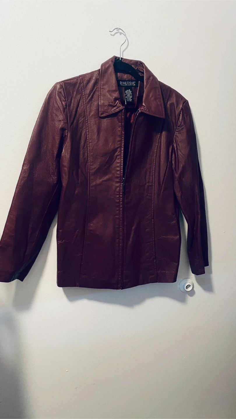 Ladies genuine leather Burgandy jacket