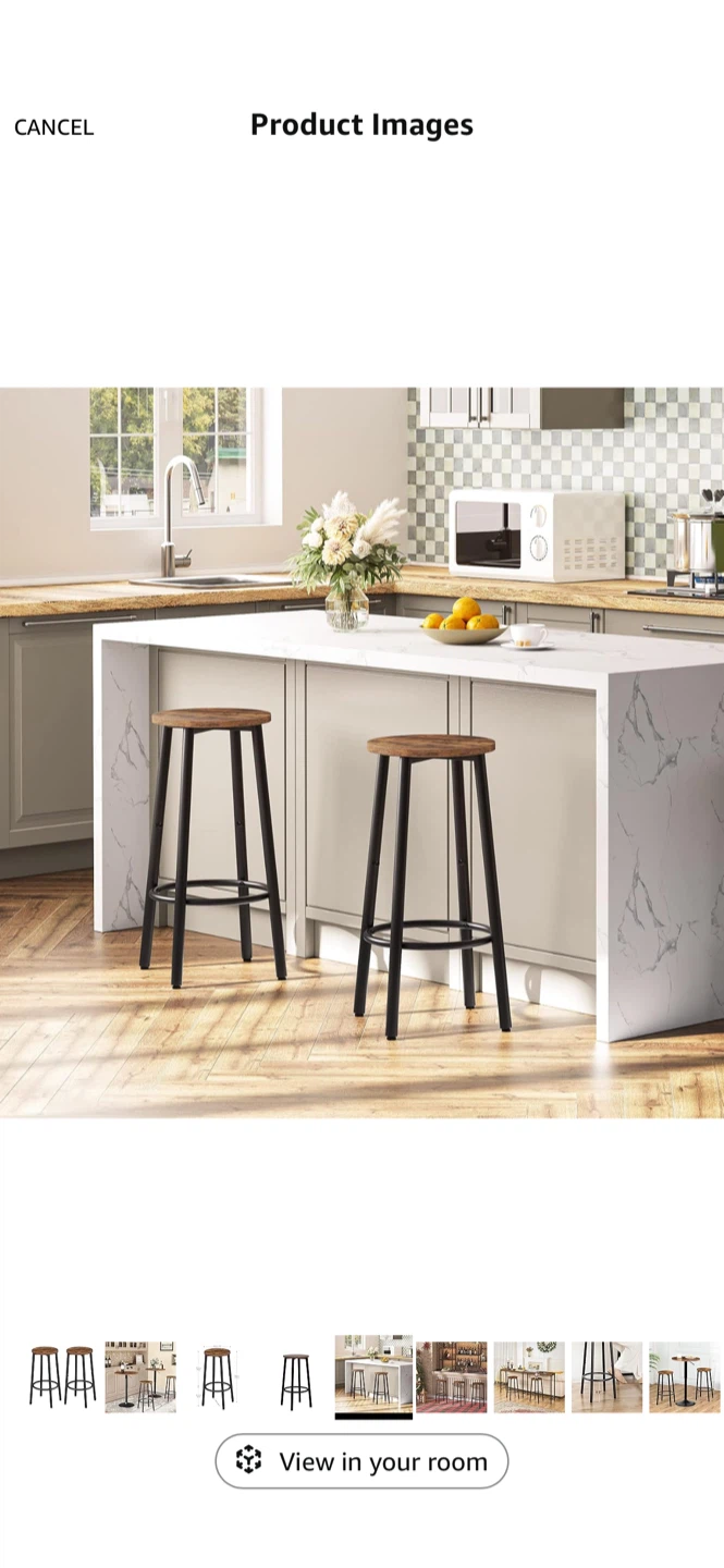 BNIB Hoobro Bar Stools Rustic Brown - Set of 2 - photo 2