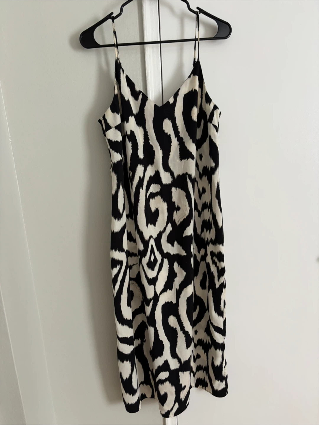 H&M Black & White Print Slip Dress - Size M