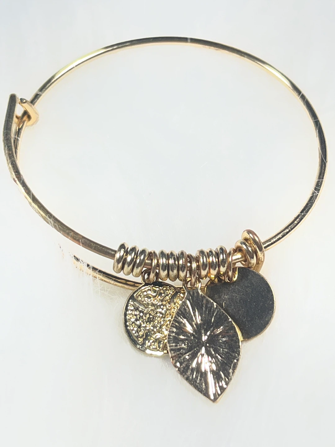 Gold-tone Evil Eye Charm Bangle Bracelet - photo 3