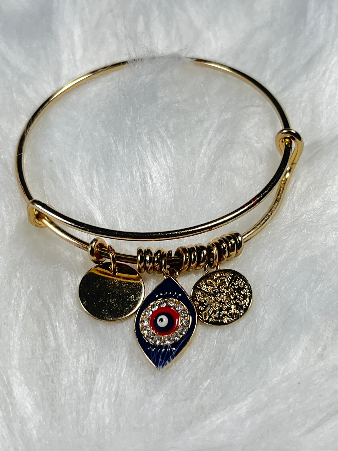 Gold-tone Evil Eye Charm Bangle Bracelet - photo 2