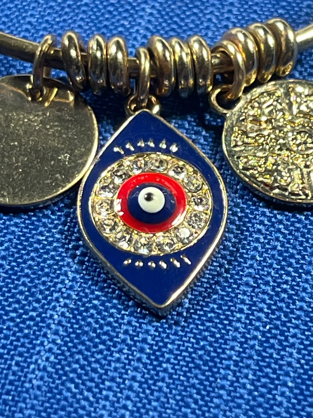 Gold-tone Evil Eye Charm Bangle Bracelet - photo 5