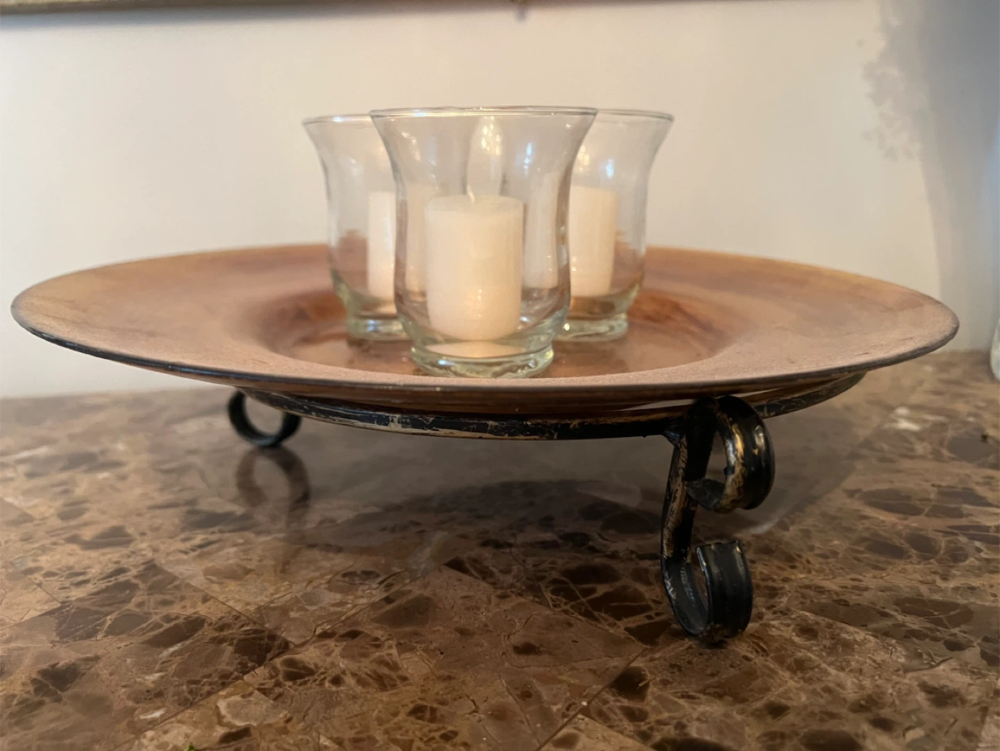 Decorative Candle Holder Tray with 3 Votive Holders - photo 2