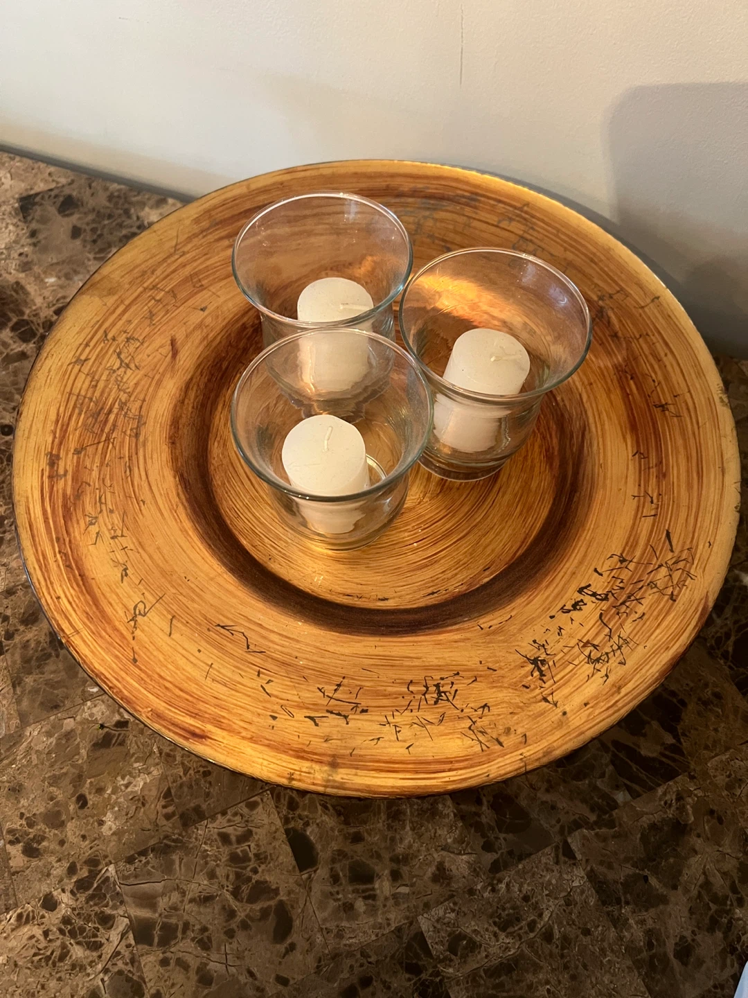 Decorative Candle Holder Tray with 3 Votive Holders