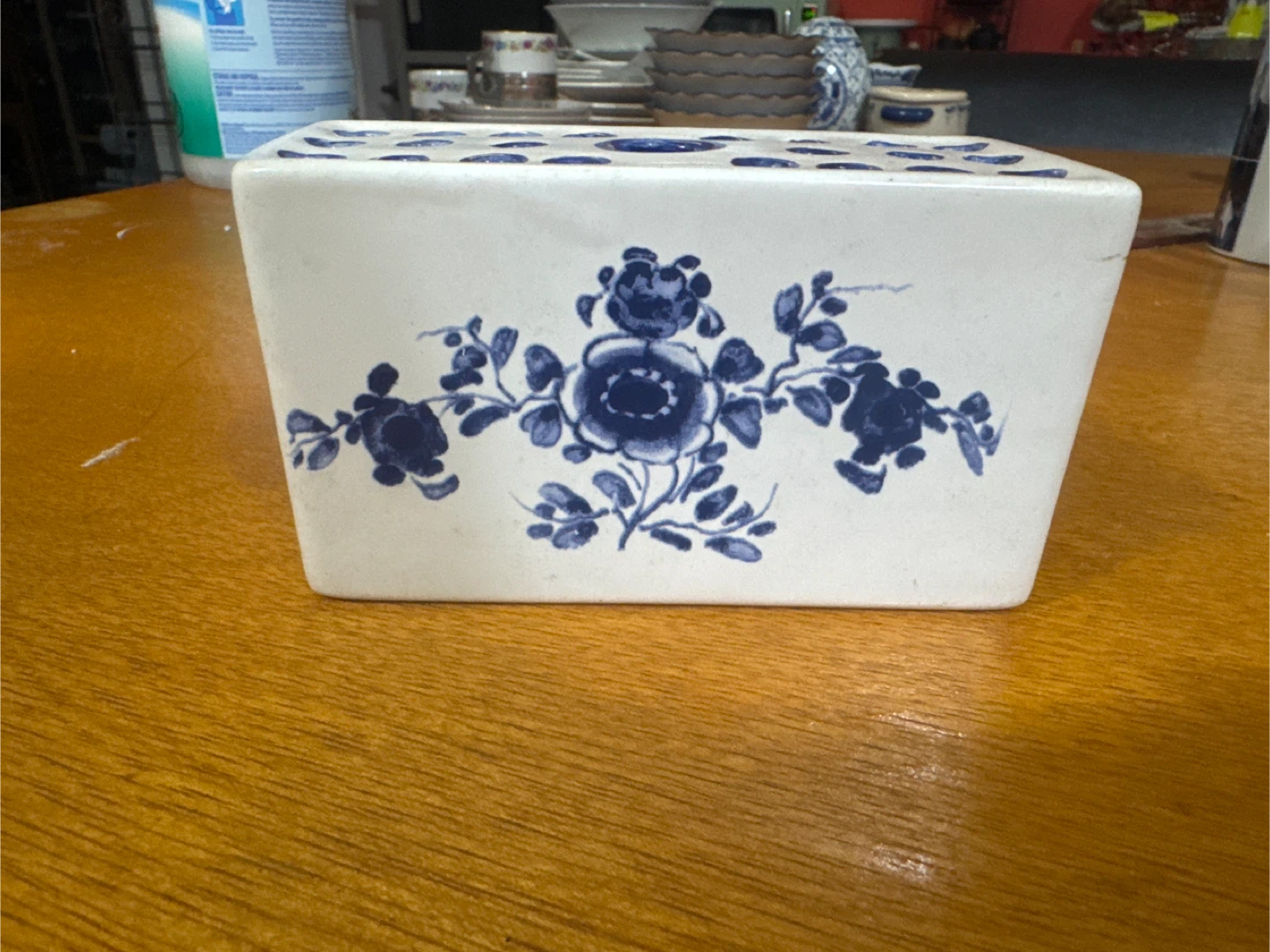 Blue and White Ceramic Flower Brick