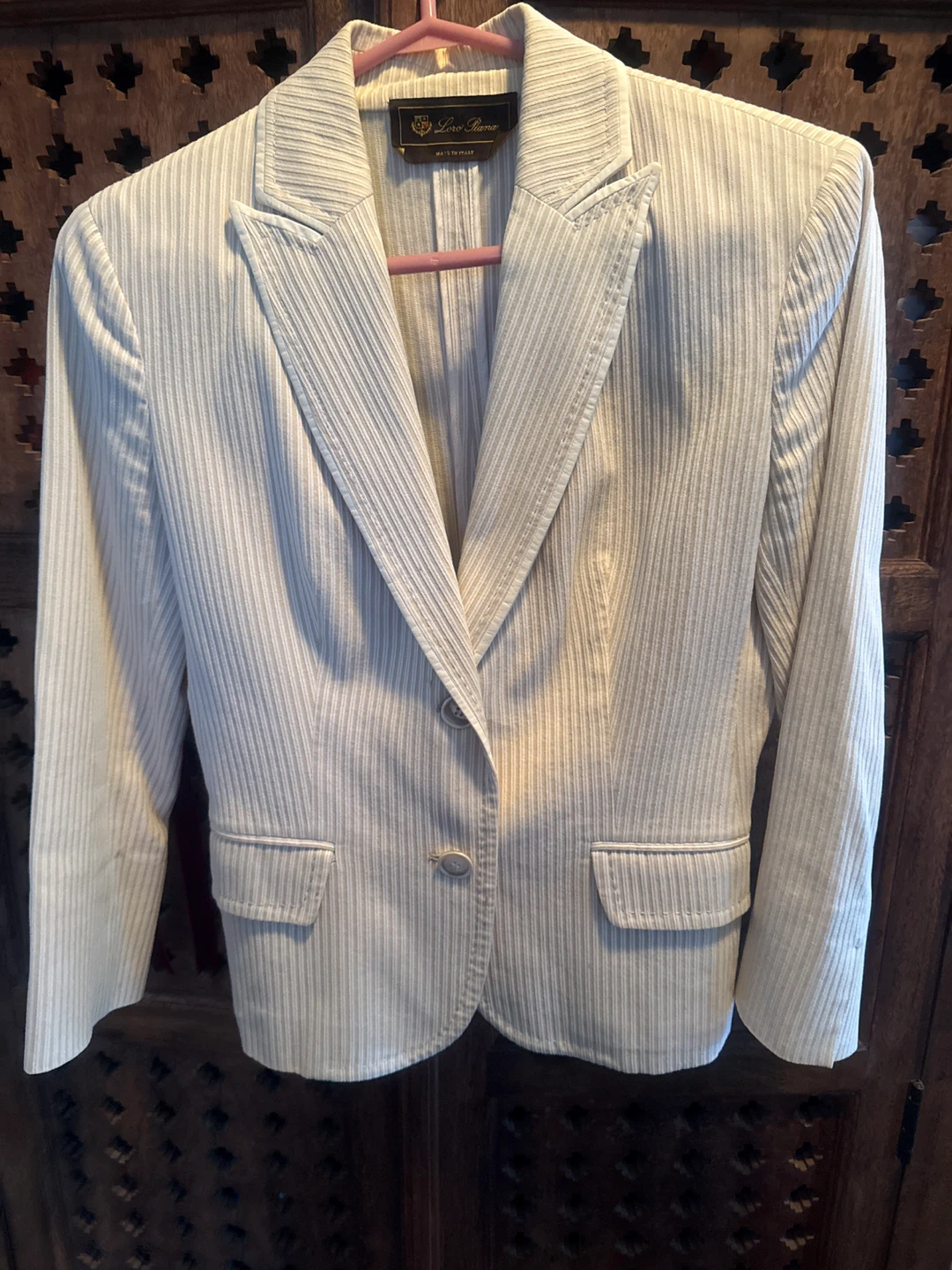 Loro Piana Women's Size 42 Beige Pinstripe Blazer - photo 2