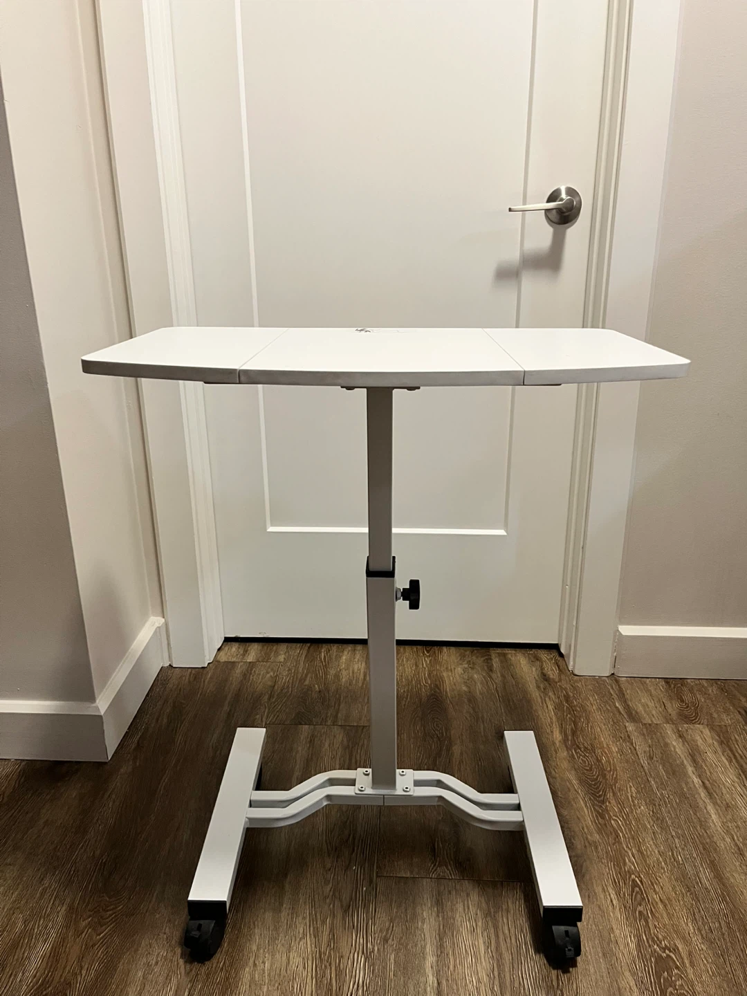 White Adjustable Height Rolling Laptop Desk - photo 2