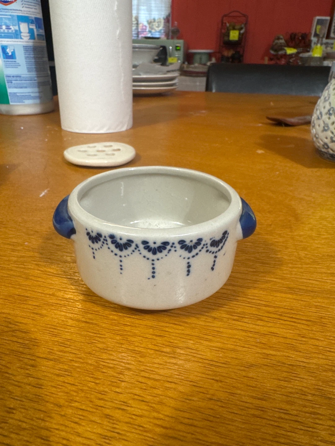 Small Ceramic Bowl with Blue Design