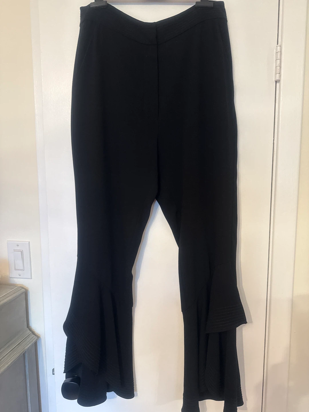 Tanya Taylor Black Ruffled Hem Pants Size 8 - photo 3