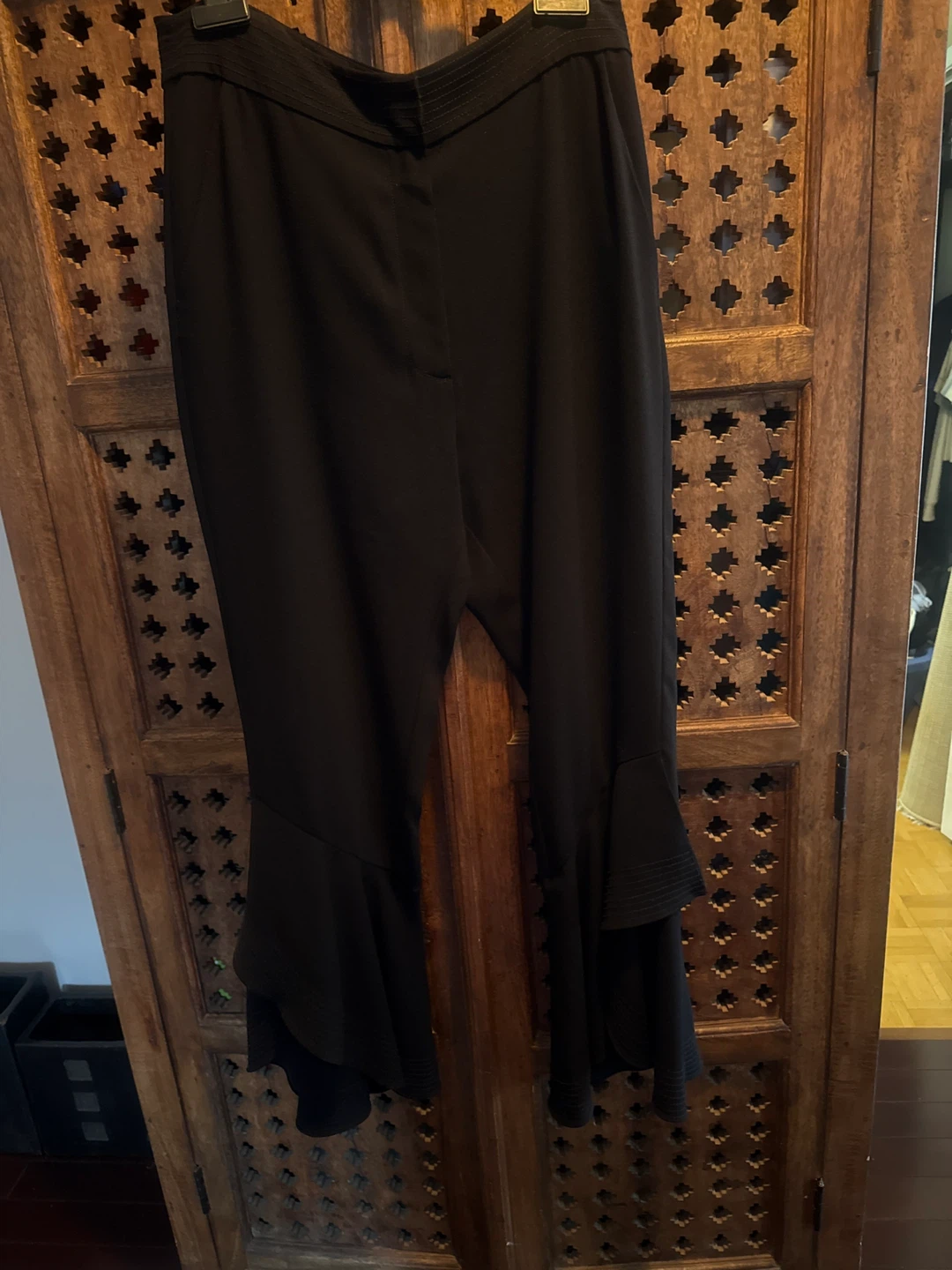 Tanya Taylor Black Ruffled Hem Pants Size 8 - photo 2
