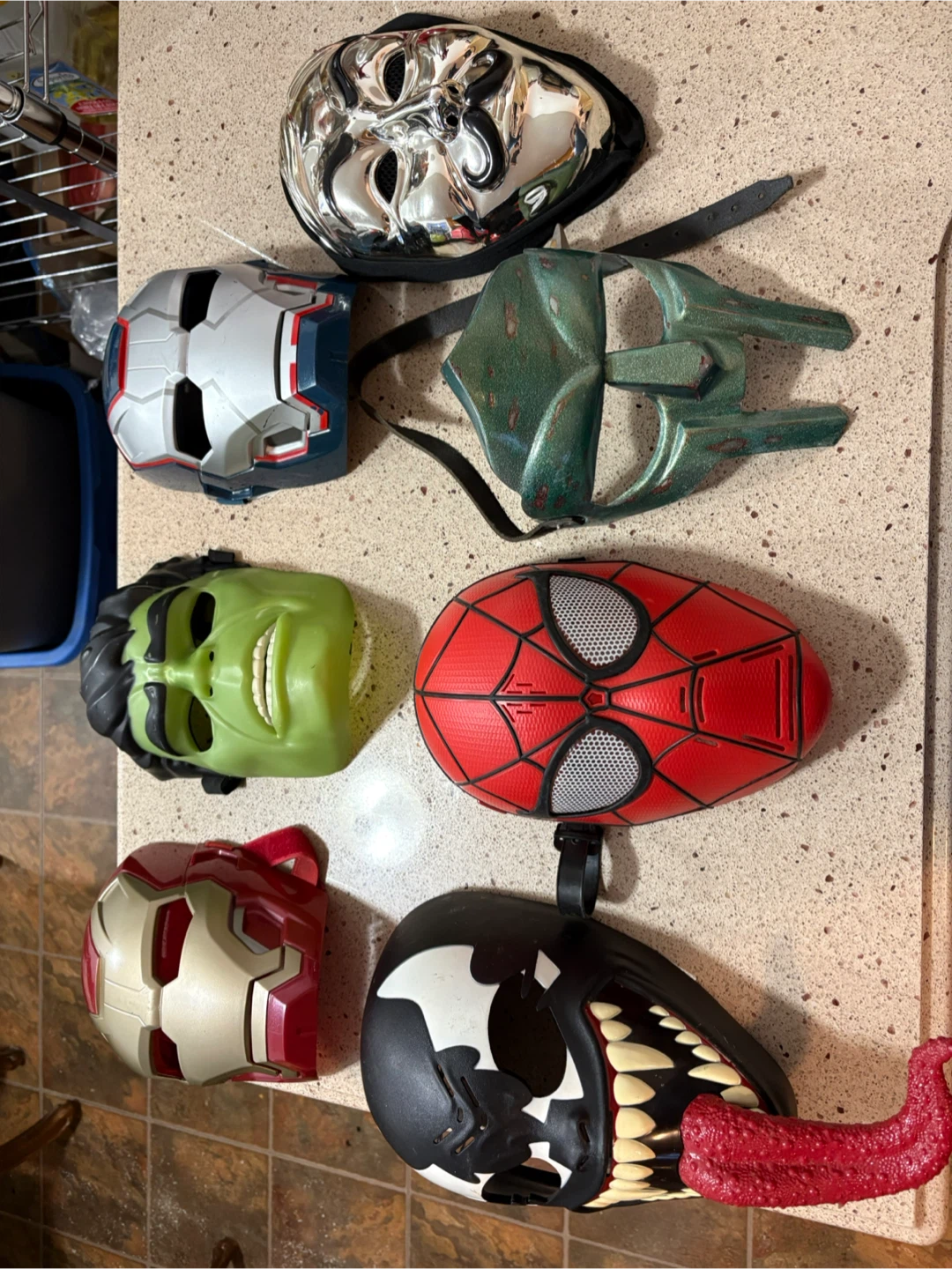 Assortment of masks - ONLY SILVER MASK & MF DOOM LEFT