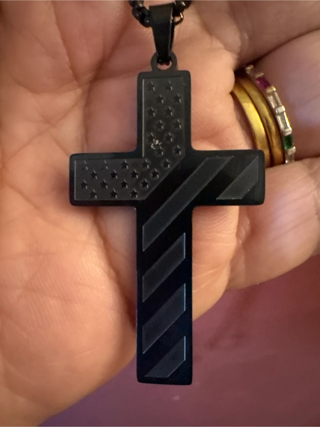 Black titanium double sided Cross inspirational Necklace - photo 2