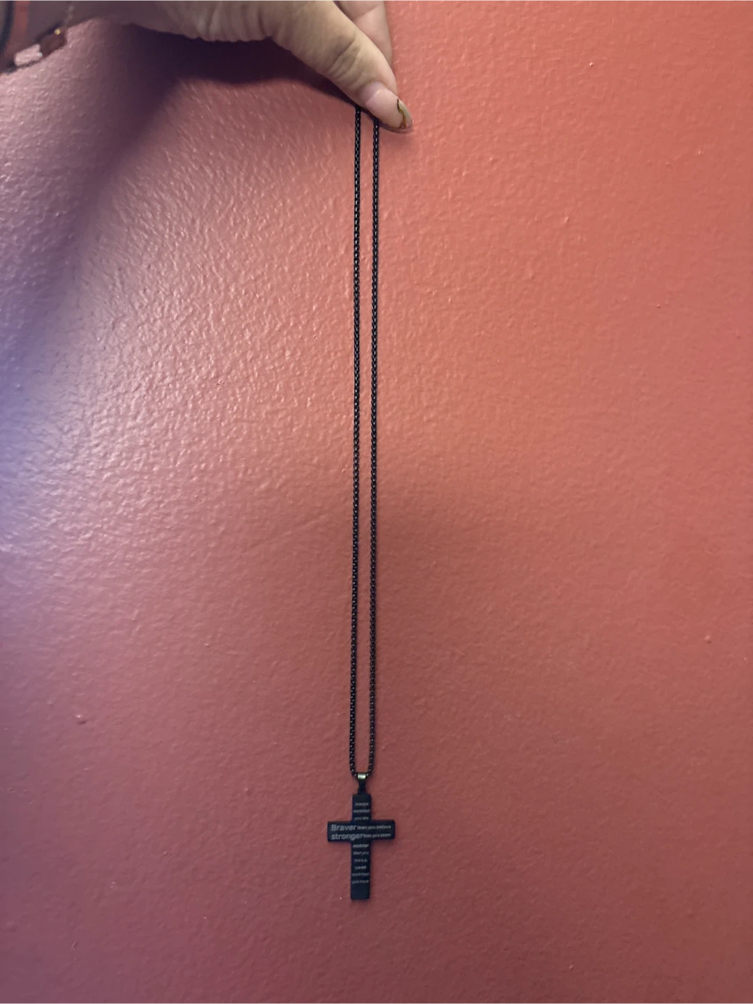 Black titanium double sided Cross inspirational Necklace - photo 5