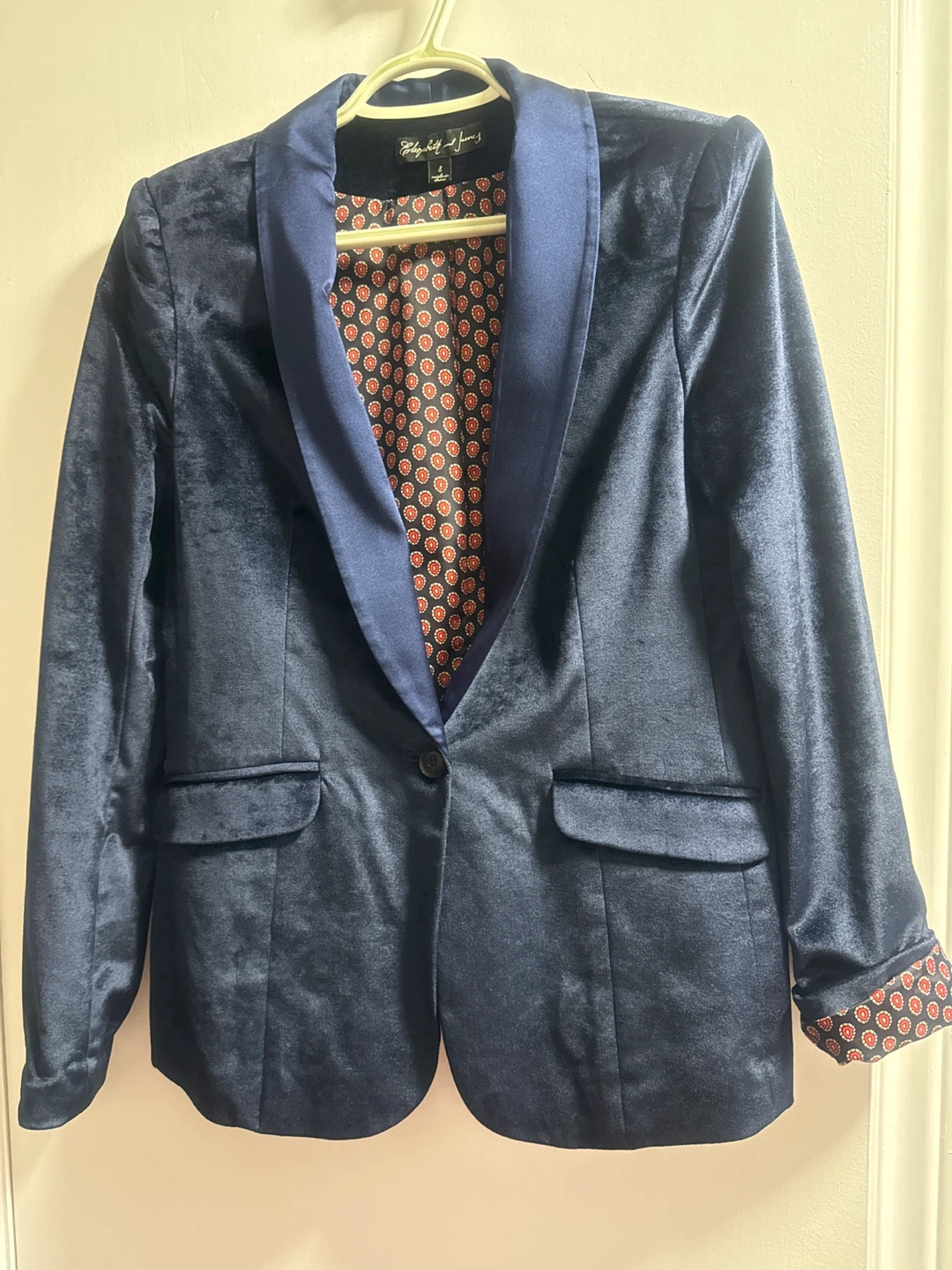 Elizabeth and James Navy Velvet Blazer Size 8 - photo 2