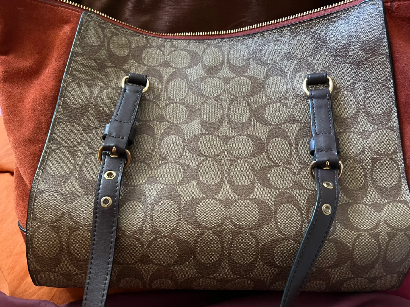 Coach Signature Canvas and Suede Tote Bag - photo 3