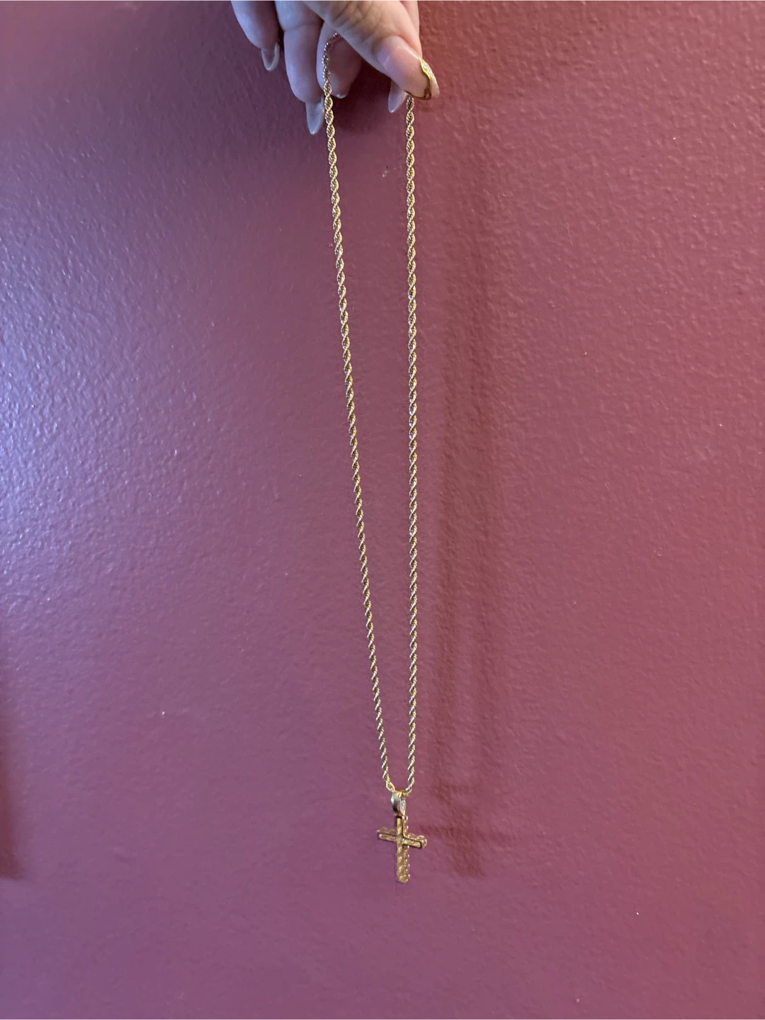 18K Gold SS Cross Pendant Necklace with Cubic Zirconia Stones - photo 4
