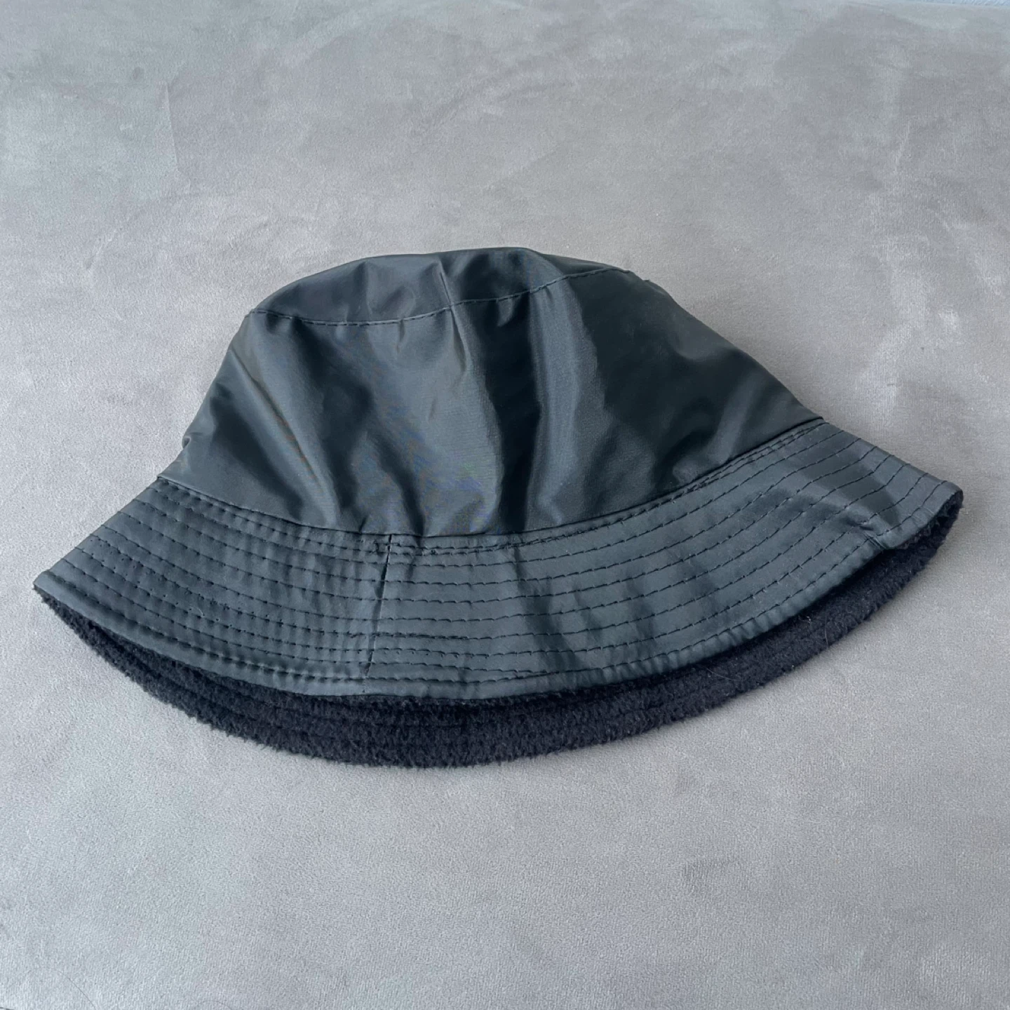 Black Bucket Rain Hat Fleece Lined. New