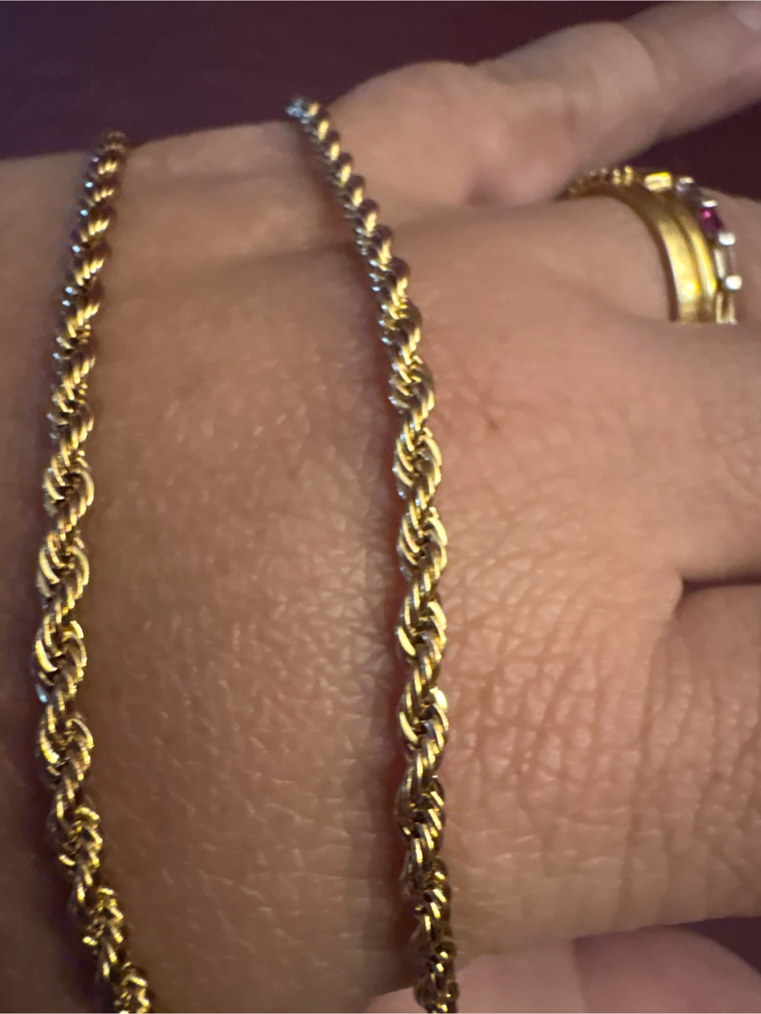 18K Gold SS  Rope Chain CZ Ankh Pendant Necklace - photo 5