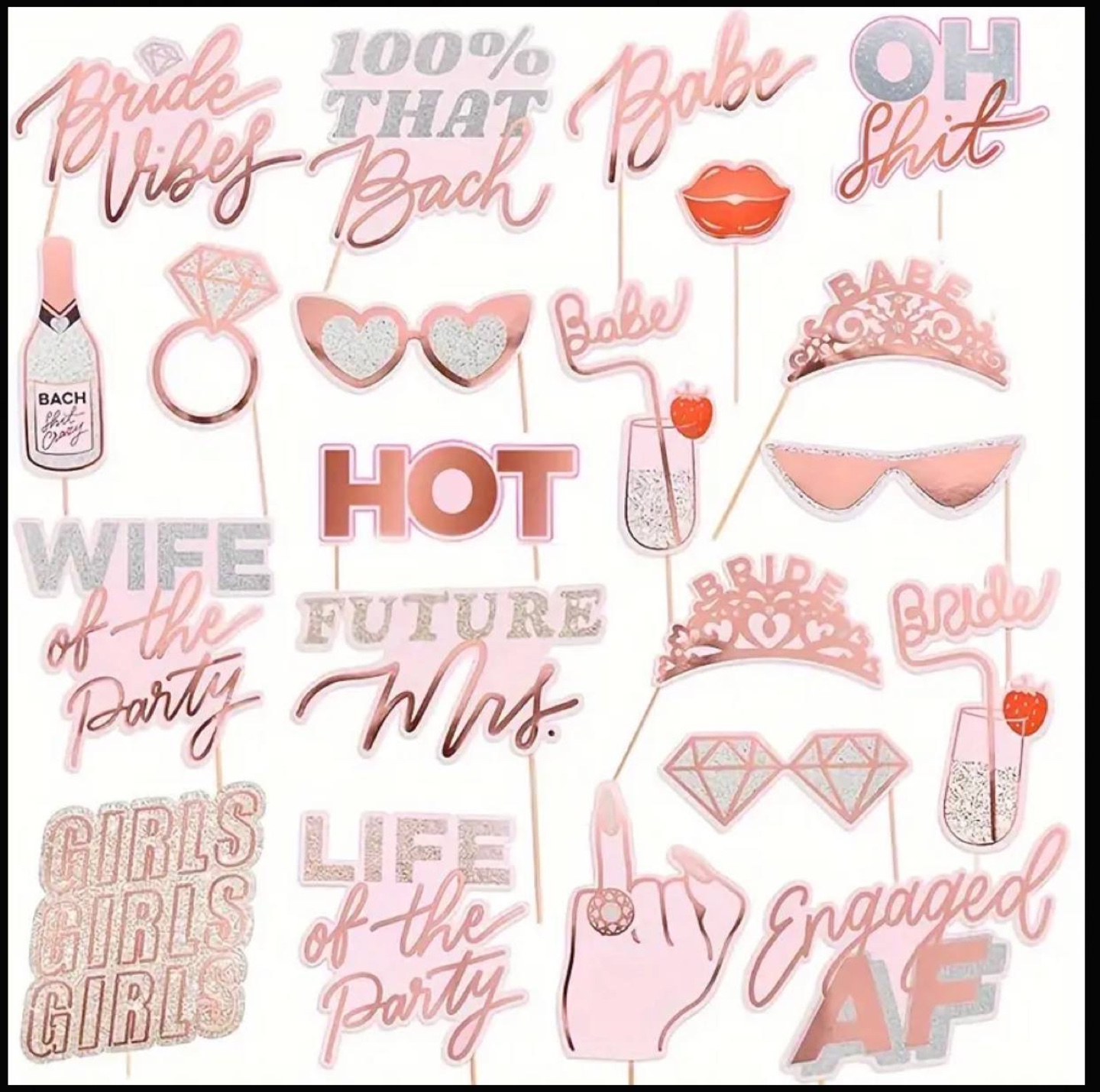 Bachelorette Party Photo Booth Props Set