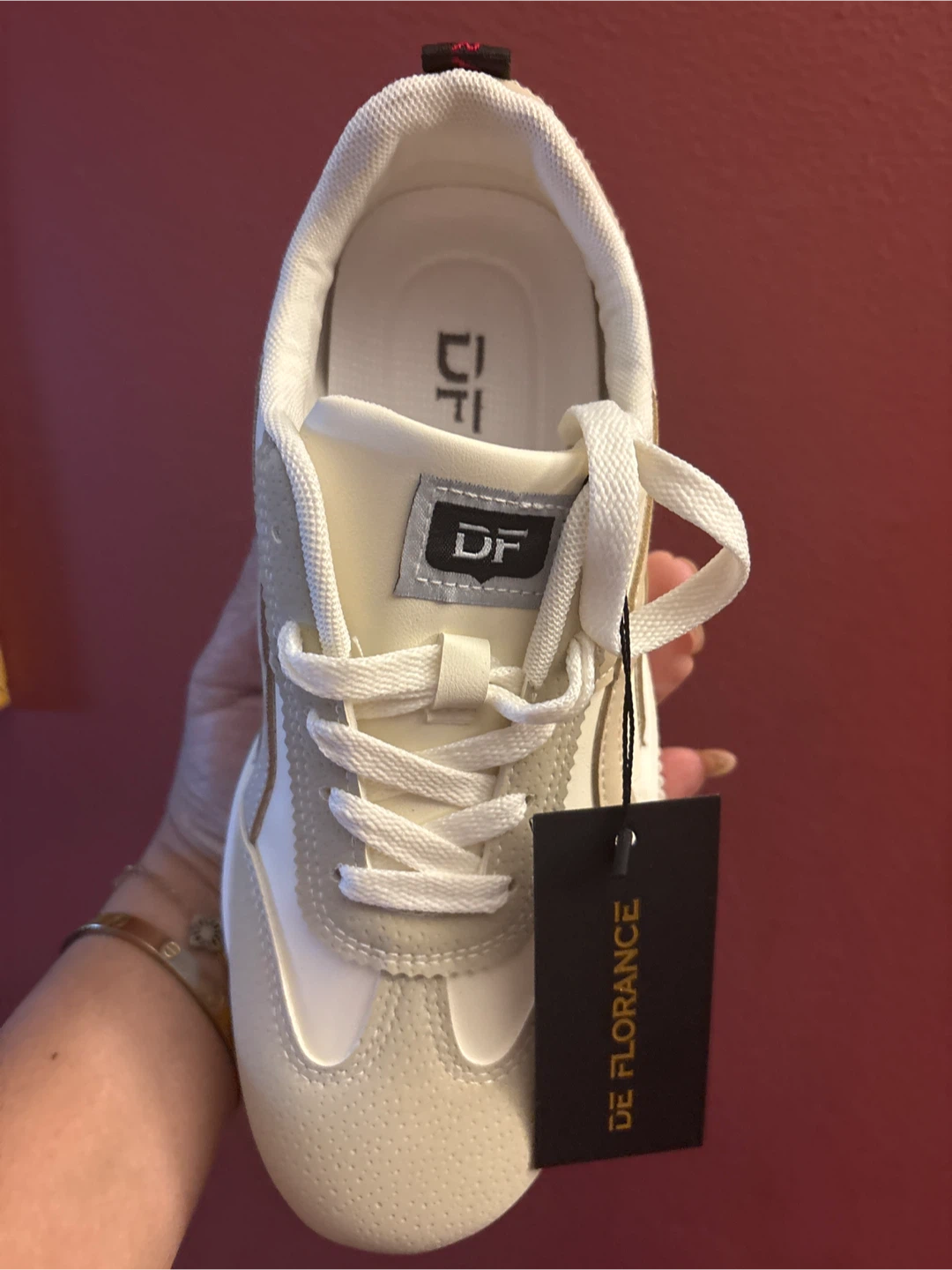New DE FLORENCE Vintage Sneakers Beige Cream US 8 - photo 3