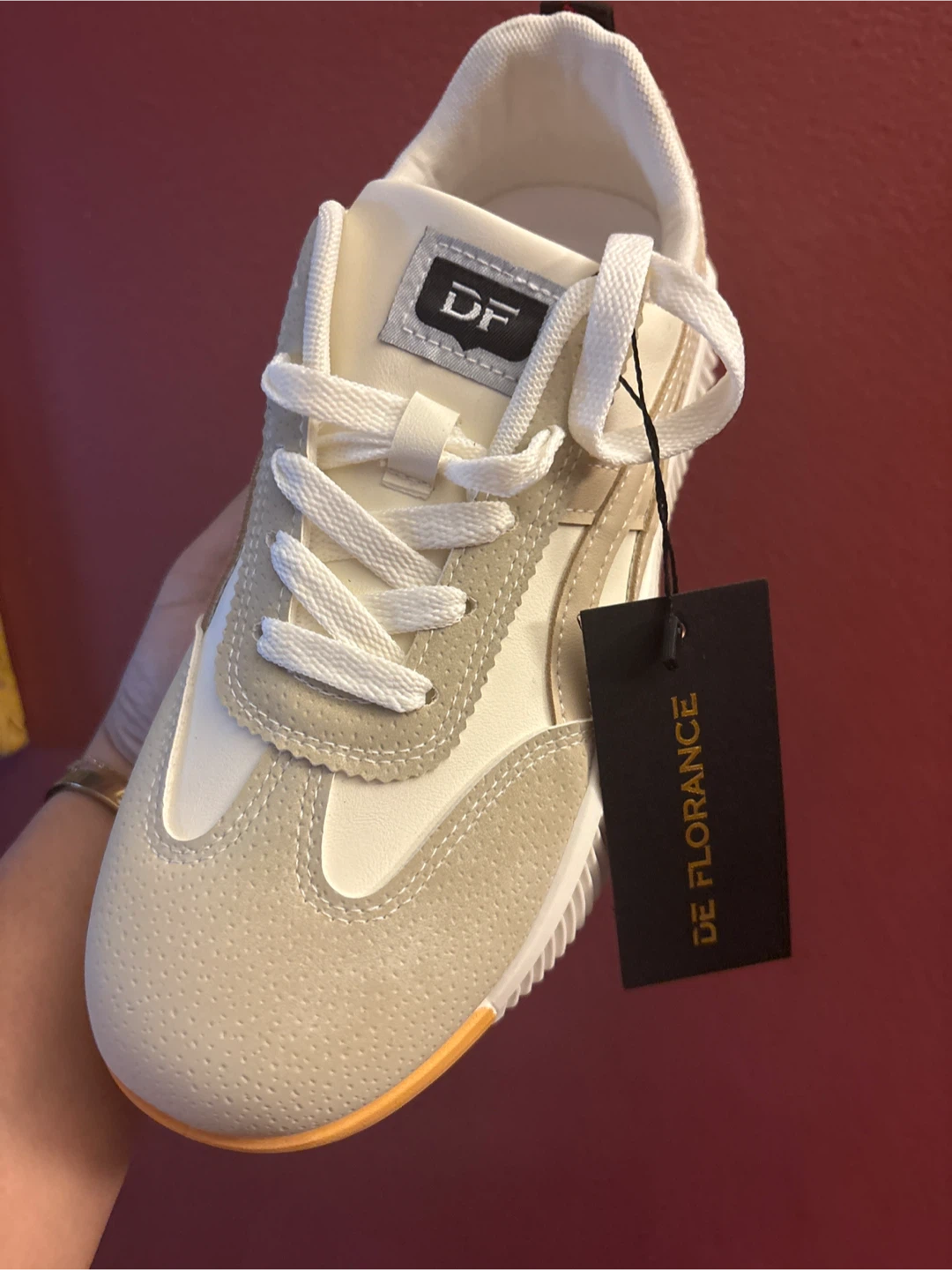 New DE FLORENCE Vintage Sneakers Beige Cream US 8 - photo 5
