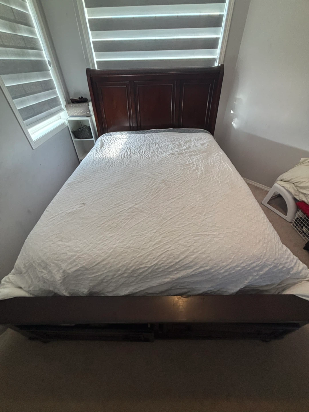 Dark Wood Sleigh Bed Frame with Storage Drawers - photo 3