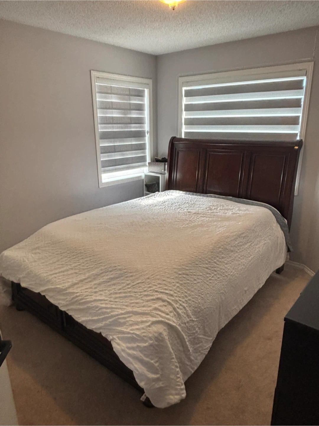 Dark Wood Sleigh Bed Frame with Storage Drawers