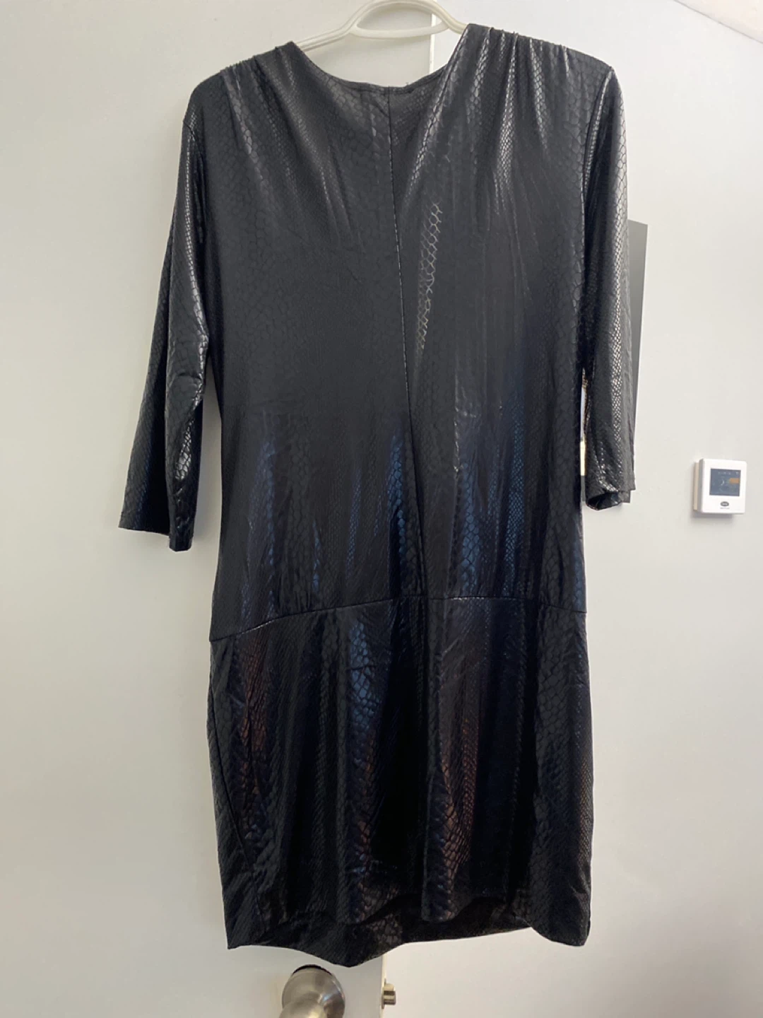 Black Snake Print Ruched Embellished Dress - photo 2