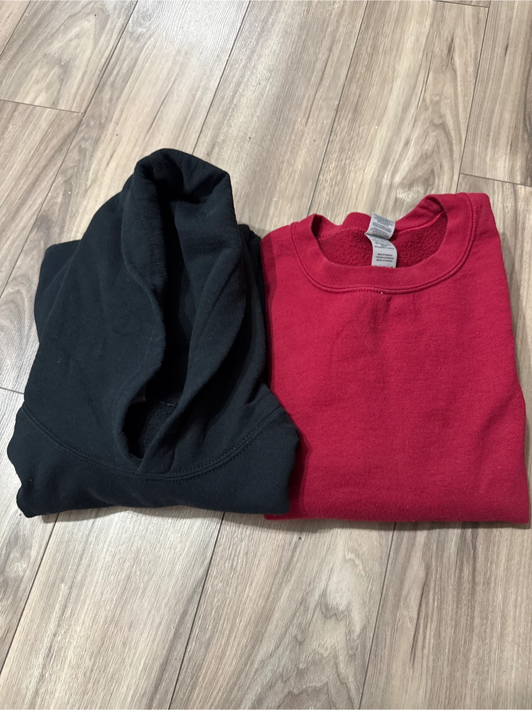 Bundle of Two Gildan Sweatshirts - Black Hoodie & Red Crewneck - photo 2
