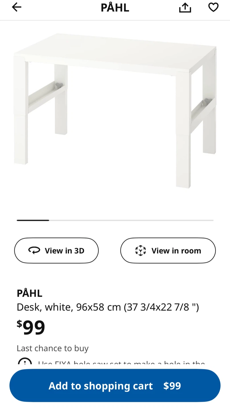 IKEA PÅHL Desk - White