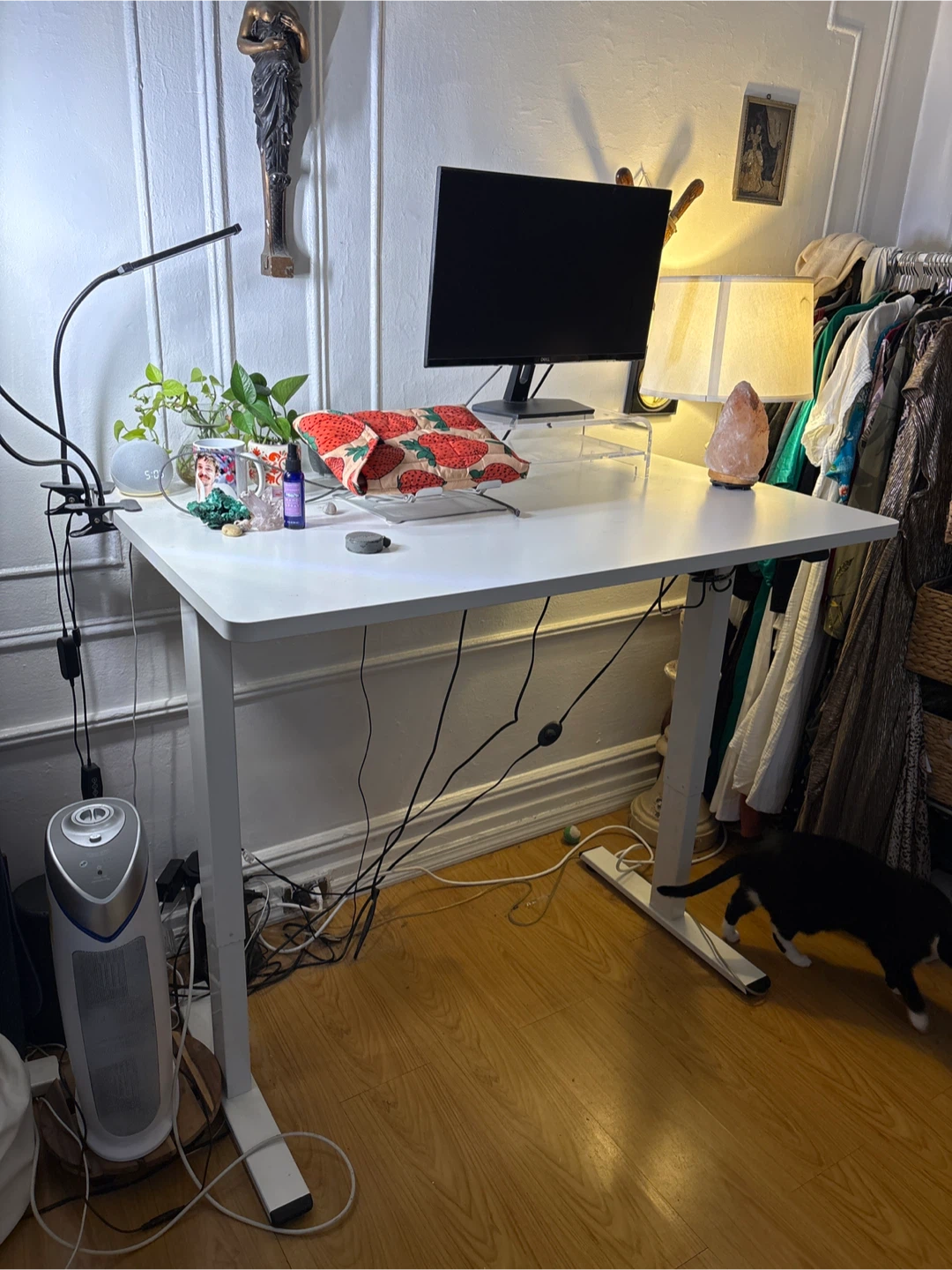 White Standing Desk and monitor