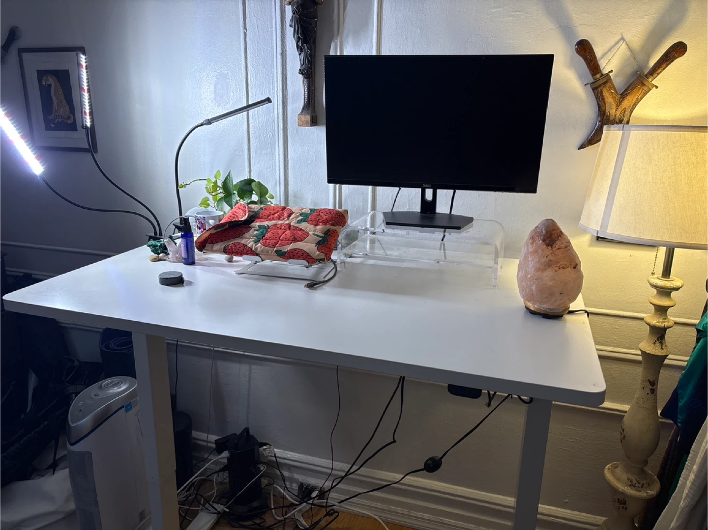White Standing Desk and monitor - photo 2