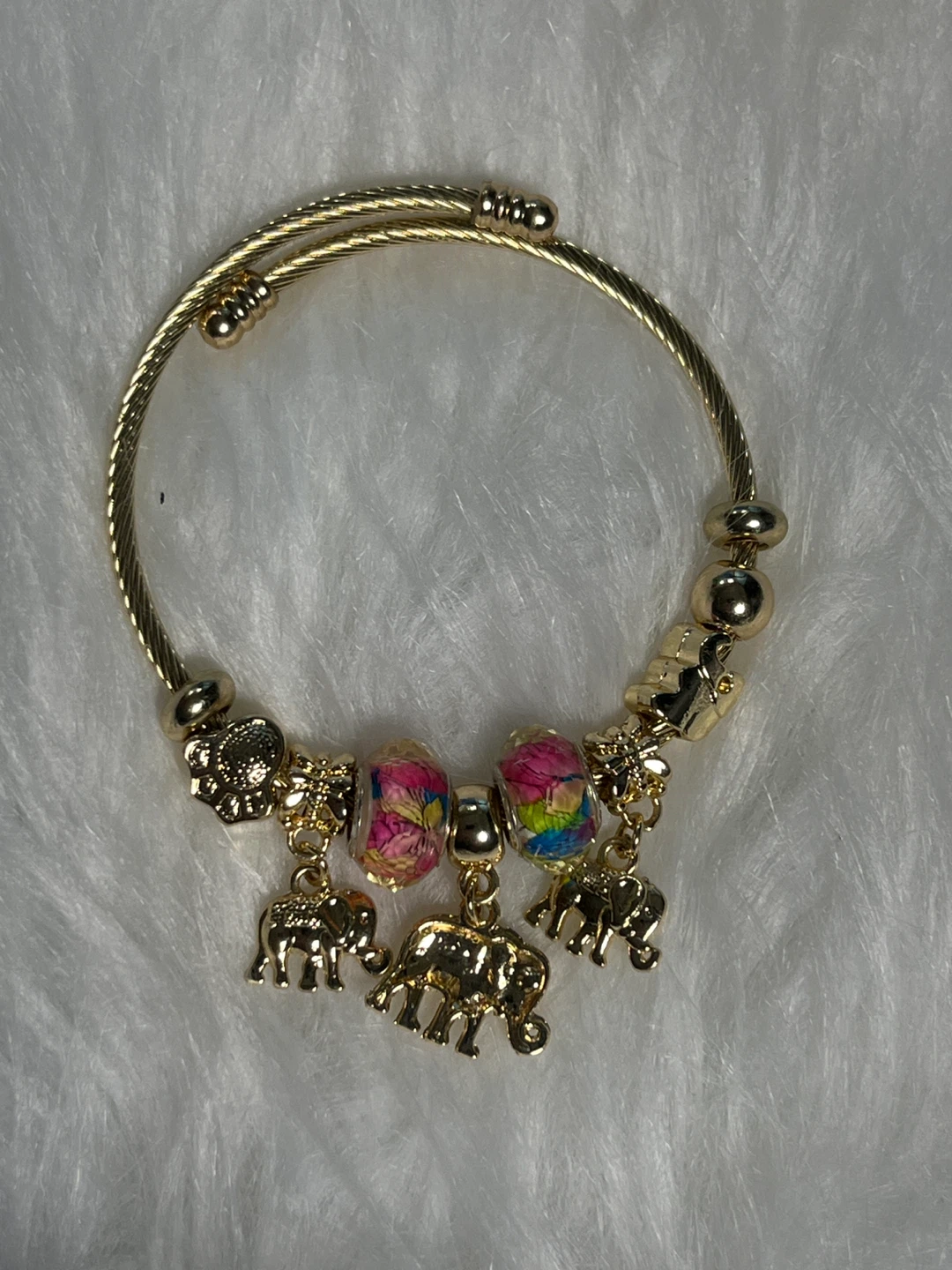 Gold Tone Elephant Charm Bangle Bracelet - photo 5