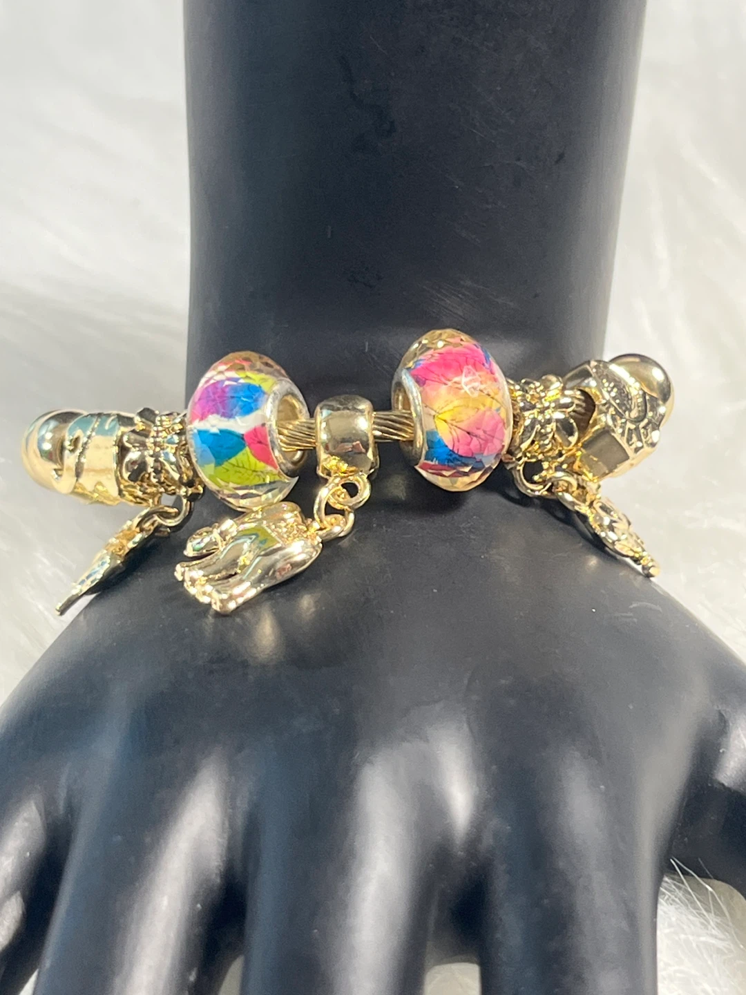 Gold Tone Elephant Charm Bangle Bracelet - photo 3