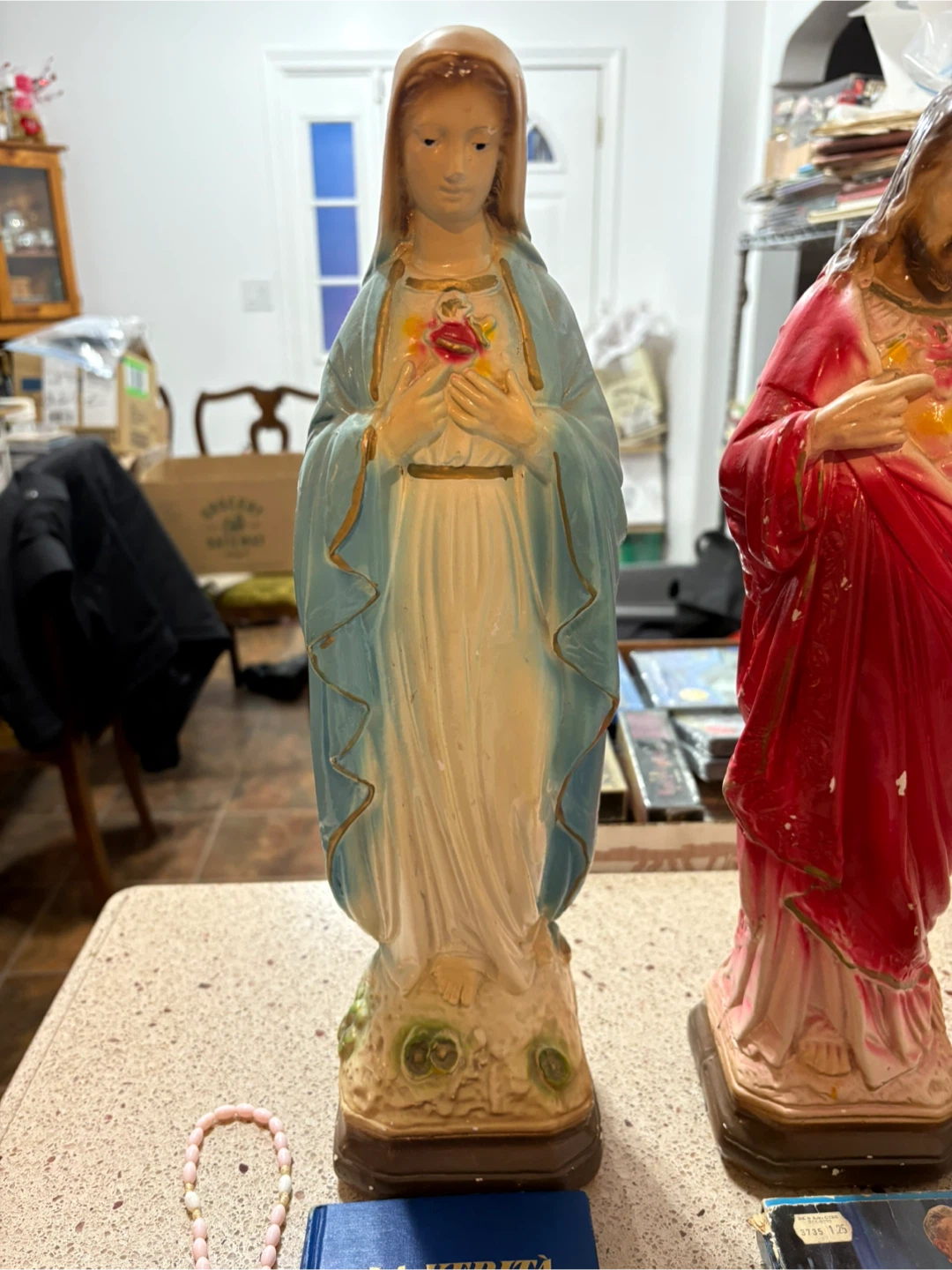 Jesus & Mary Statue, Crucifix, Rosary, and Religious Books - photo 2