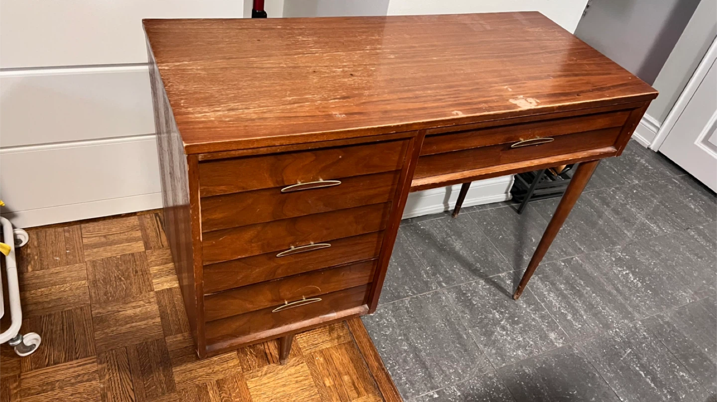 Vintage Wooden Desk with Drawers