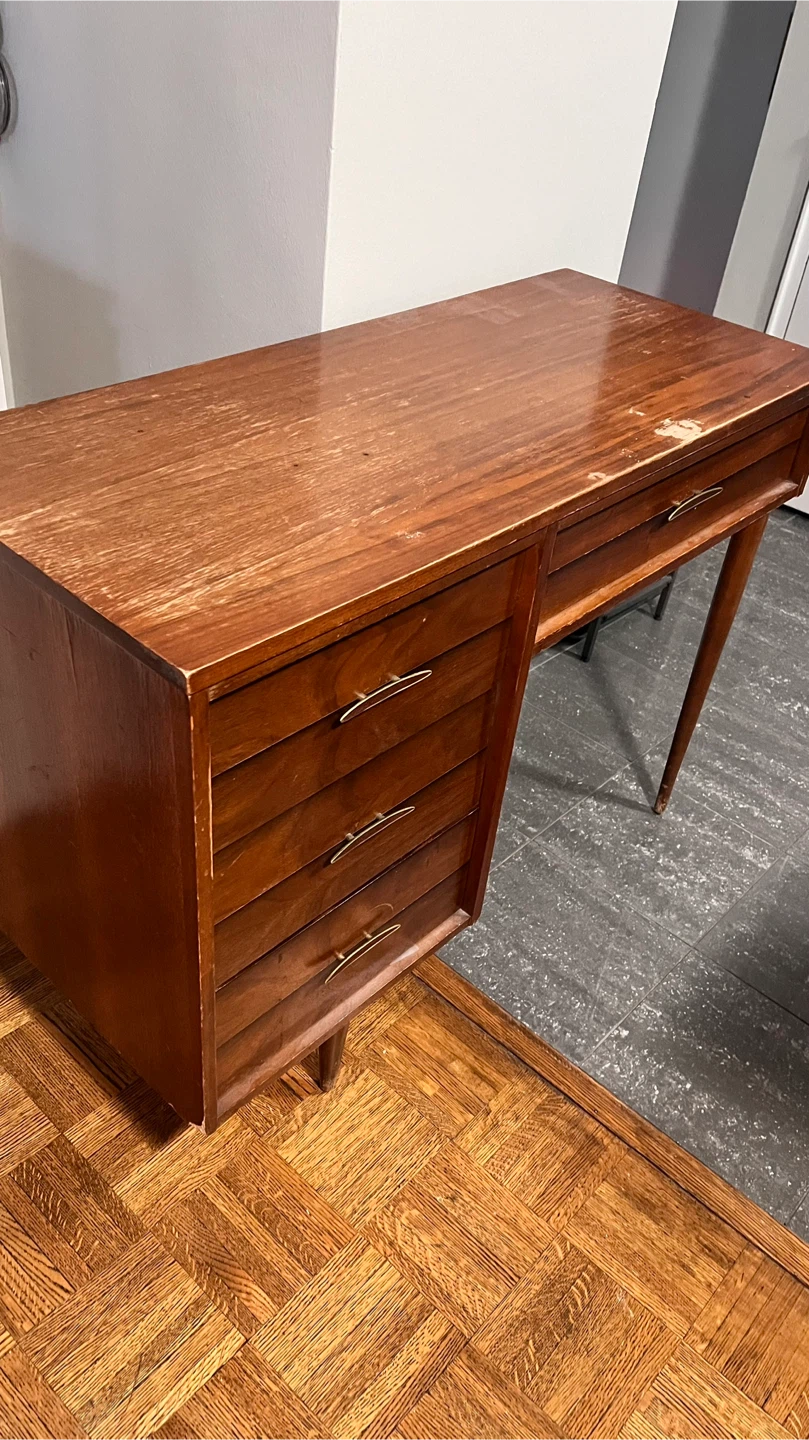 Vintage Wooden Desk with Drawers - photo 2