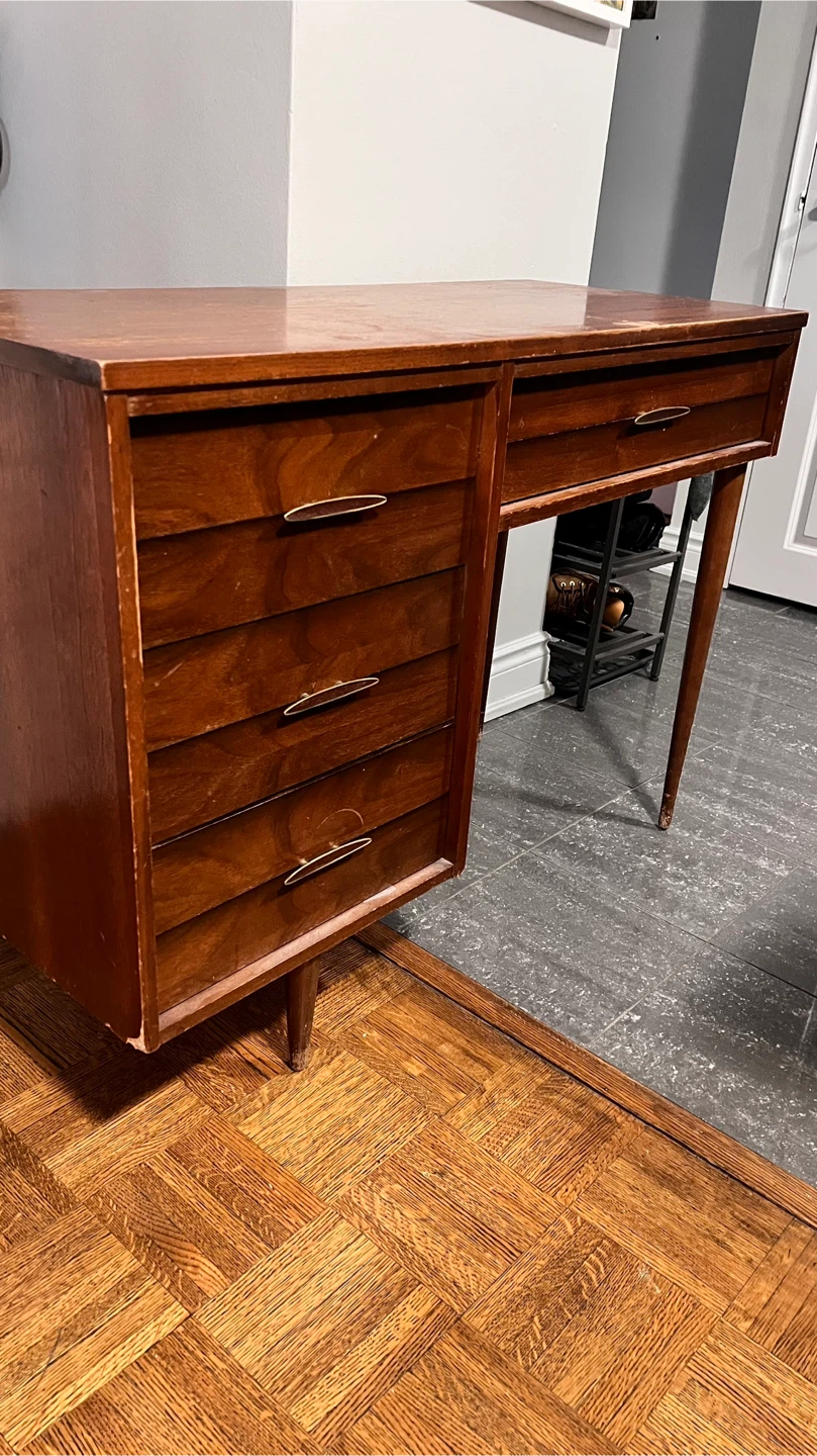 Vintage Wooden Desk with Drawers - photo 3