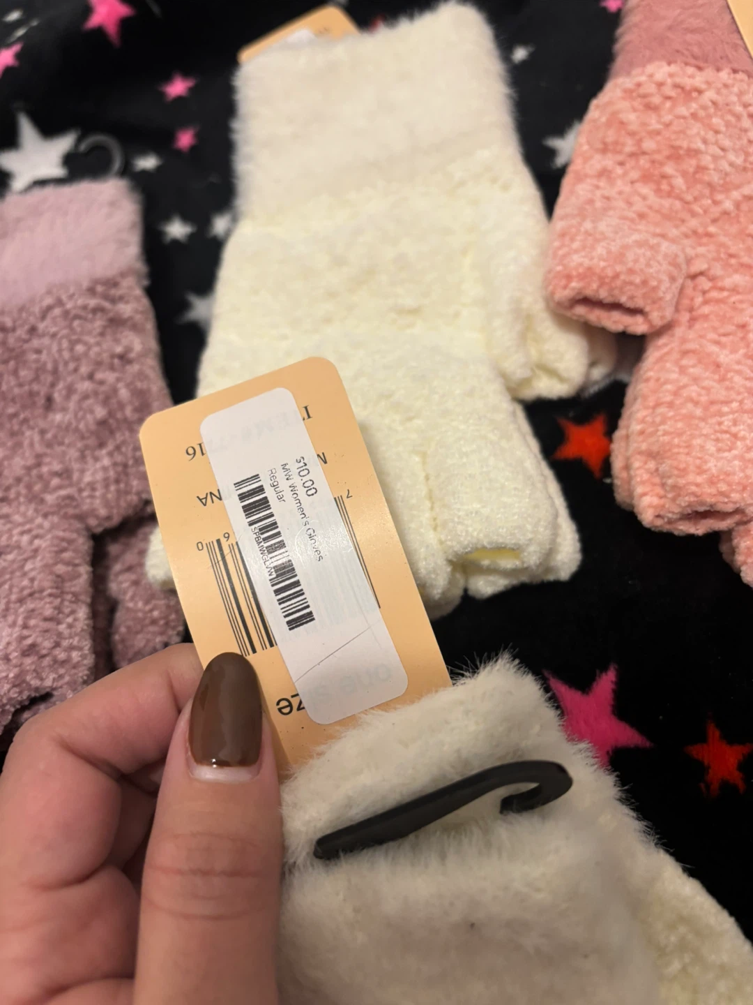Set of 4 Fuzzy Fingerless Gloves - Pink, Rose, and Cream Colors - photo 3
