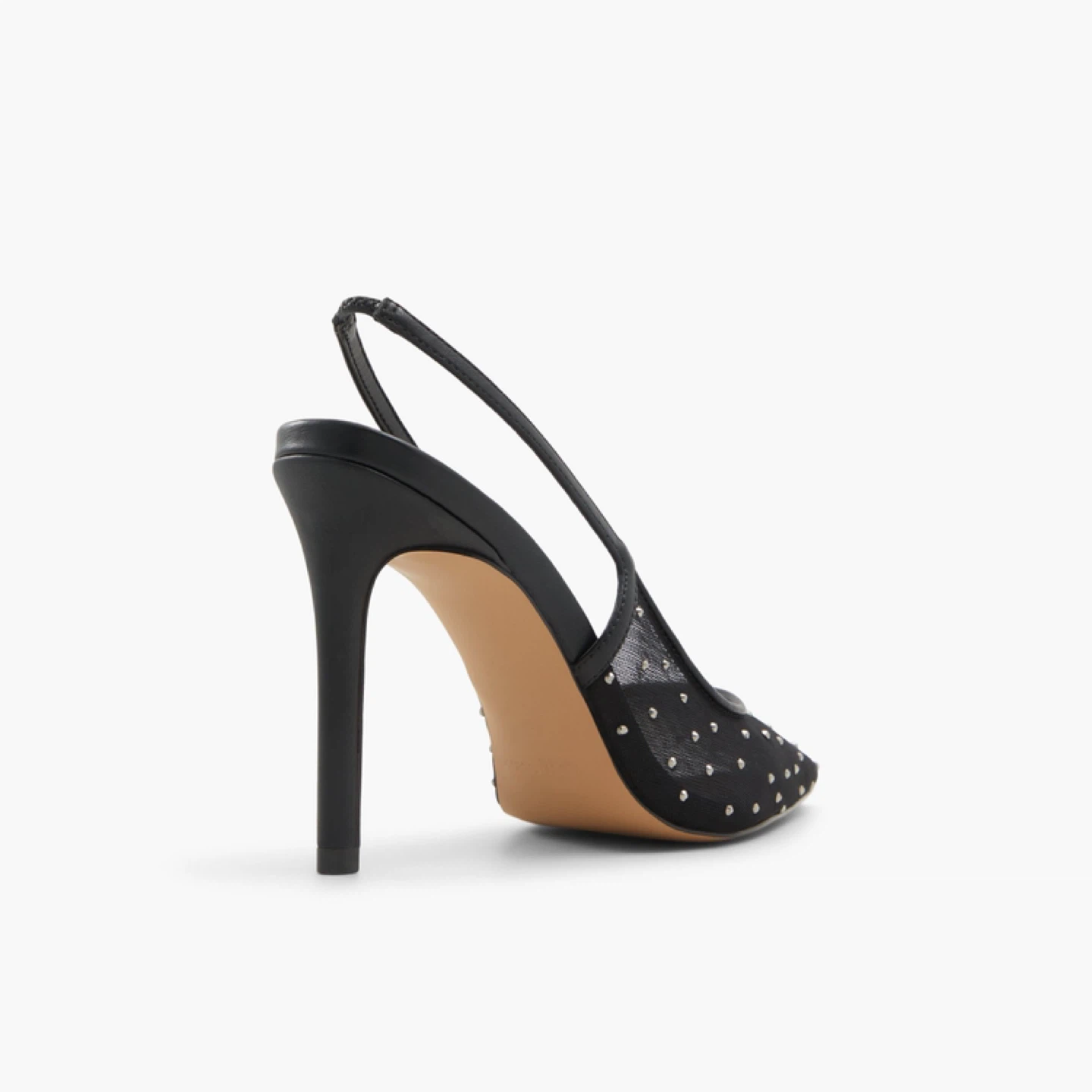 ALDO Black Studded Mesh Slingback Heels